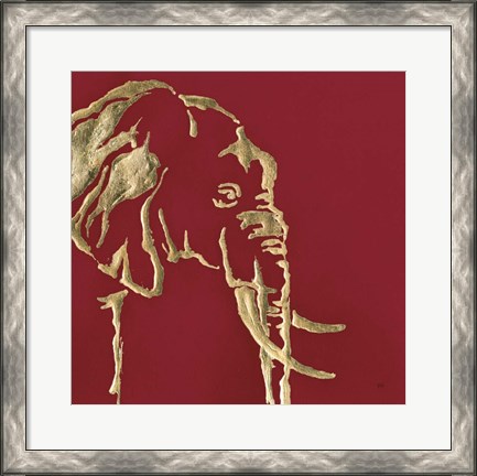 Framed Gilded Elephant on Red Print