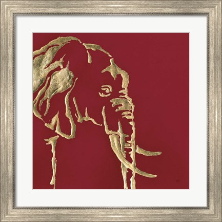 Framed Gilded Elephant on Red Print