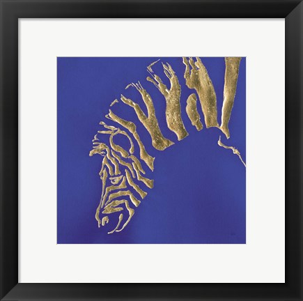 Framed Gilded Zebra Indigo Print