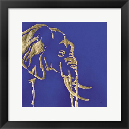 Framed Gilded Elephant Indigo Print
