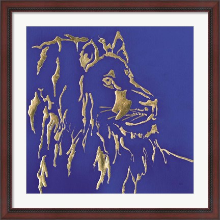 Framed Gilded Lion Indigo Print