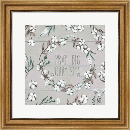 Framed Blessed VI Gray Pray Big Worry Small Print