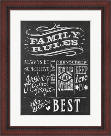 Framed Family Rules I v2 Print
