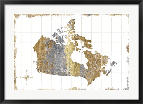 Framed Gilded Map Canada Print