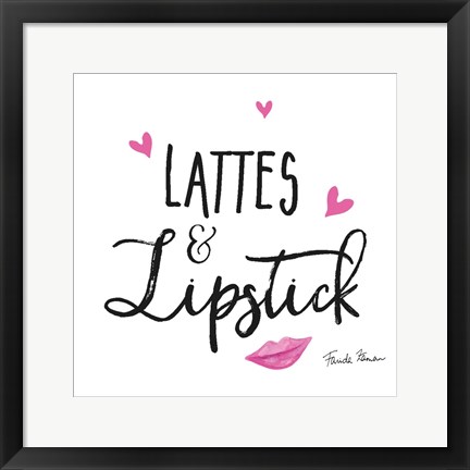 Framed Lattes and Lipstick Print