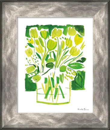 Framed Lemon Green Tulips I Print