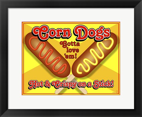 Framed Corn Dogs Sign Print
