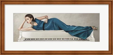 Framed White Piano Lady Print