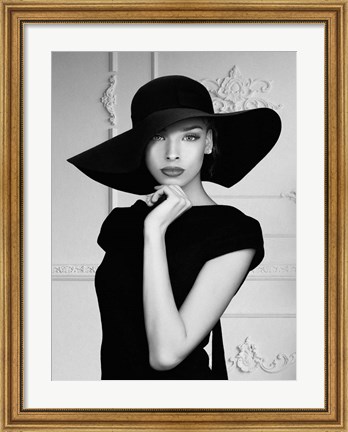 Framed Lady with a Hat Print