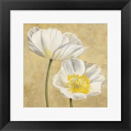 Framed Poppies on Gold II Print