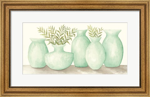 Framed Mint Vases Print
