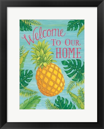 Framed Tropical Leaves &amp; Pineapple Print