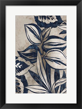 Framed Blue Foliage I Print
