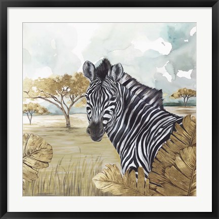 Framed Golden Zebras Print