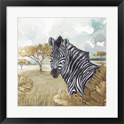 Framed Golden Zebras Print