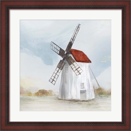 Framed Red Windmill II Print