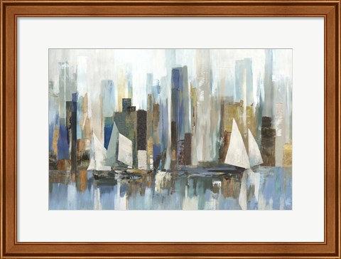 Framed Boats by the Shoreline Print