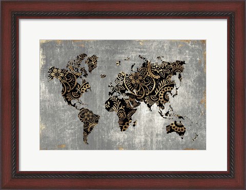 Framed Gold World Map Print