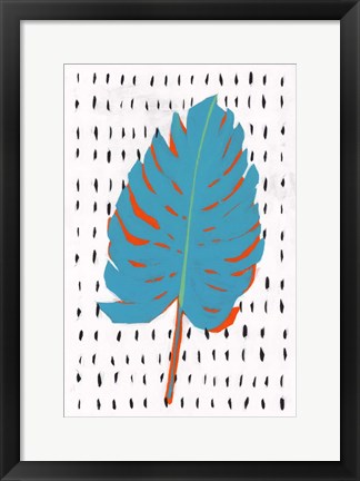 Framed Blue Tropical Leaf II Print