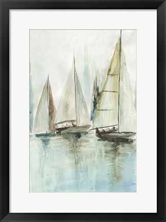 Framed Blue Sailboats III Print