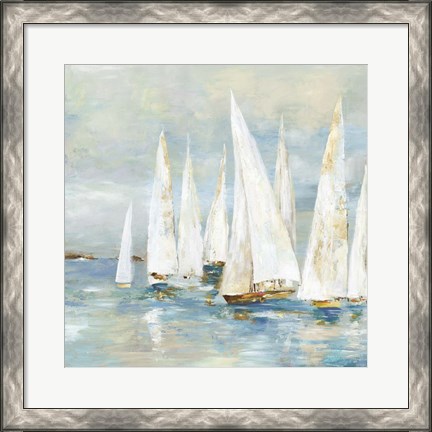 Framed White Sailboats Print