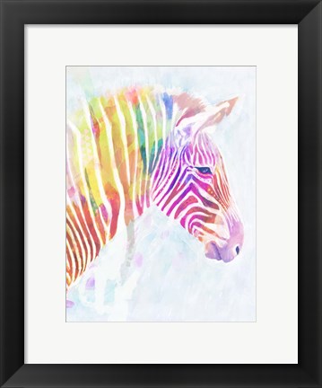 Framed Fluorescent Zebra II Print