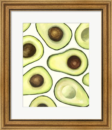Framed Avocado Arrangement I Print