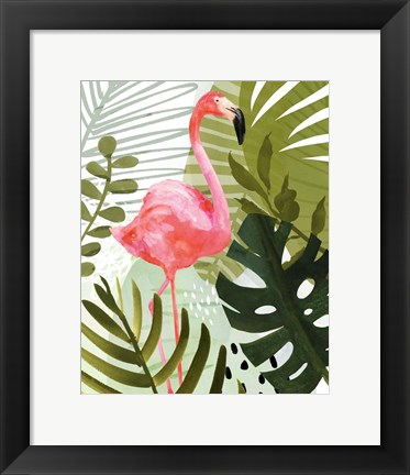 Framed Flamingo Forest II Print