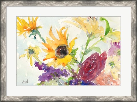 Framed Bright Wild Flowers I Print