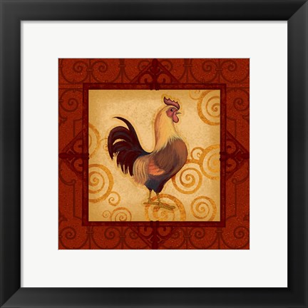 Framed Decorative Rooster I Print
