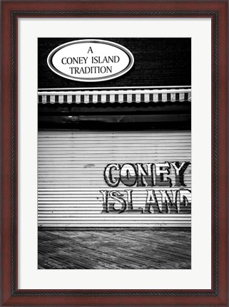 Framed Coney Island New York Black/White Print