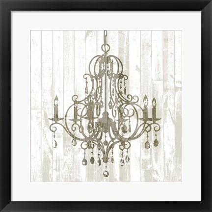 Framed Shiplap Chandelier II Print