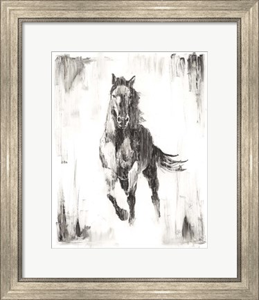 Framed Rustic Black Stallion II Print