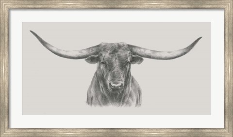 Framed Longhorn Bull Print