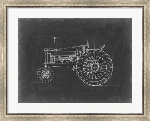 Framed Tractor Blueprint IV Print