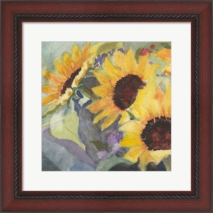 Framed Sunflowers in Watercolor I Print