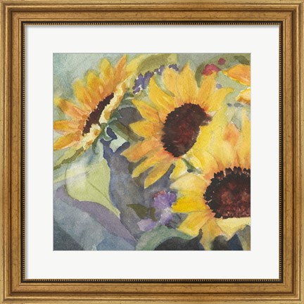 Framed Sunflowers in Watercolor I Print