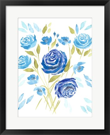 Framed Cerulean Blooms II Print