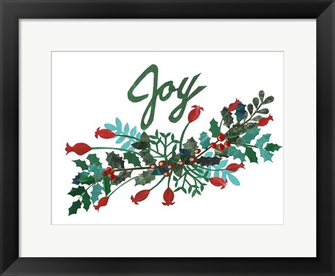 Framed Cut Wreath Christmas I Print
