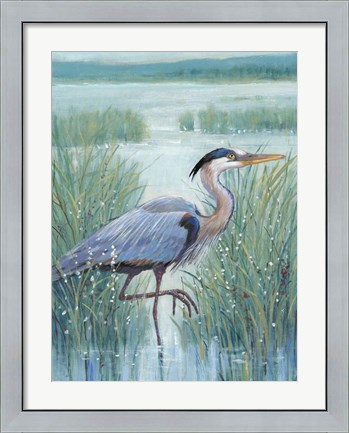 Framed Wetland Heron I Print