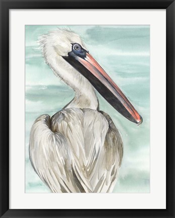 Framed Turquoise Pelican I Print