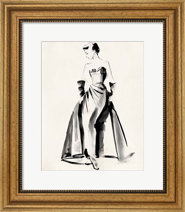 Framed Vintage Costume Sketch I Print