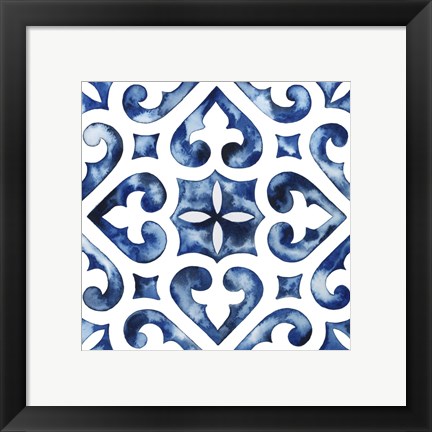 Framed Cobalt Tile VI Print