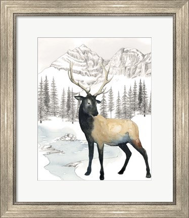 Framed Winter Elk I Print