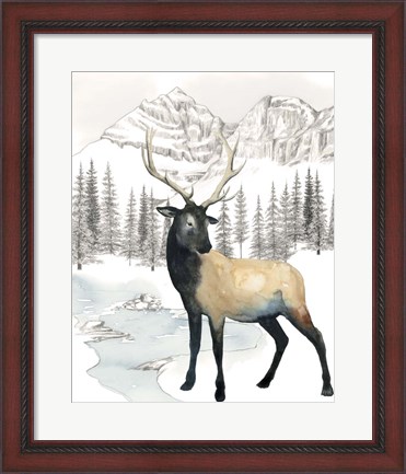 Framed Winter Elk I Print