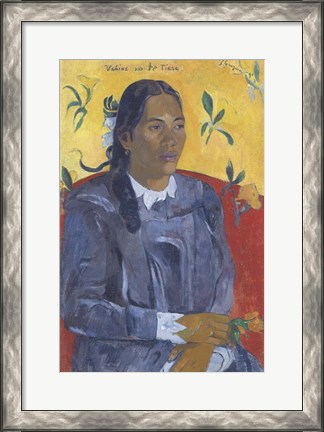 Framed Vahine No Te Tiare (Woman with a Flower), 1891 Print