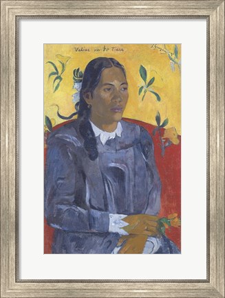 Framed Vahine No Te Tiare (Woman with a Flower), 1891 Print