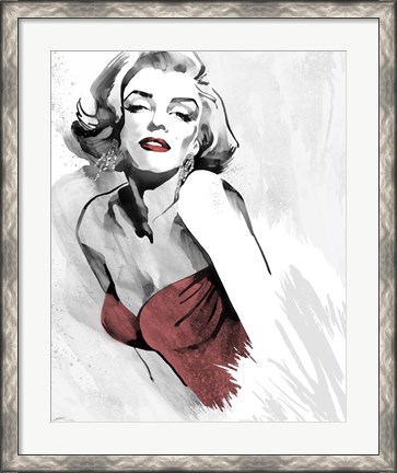Framed Marilyn&#39;s Pose Red Dress Print