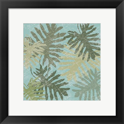 Framed Faded Tropical Leaves I Print