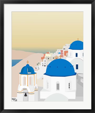 Framed Travel Europe--Santorini Print